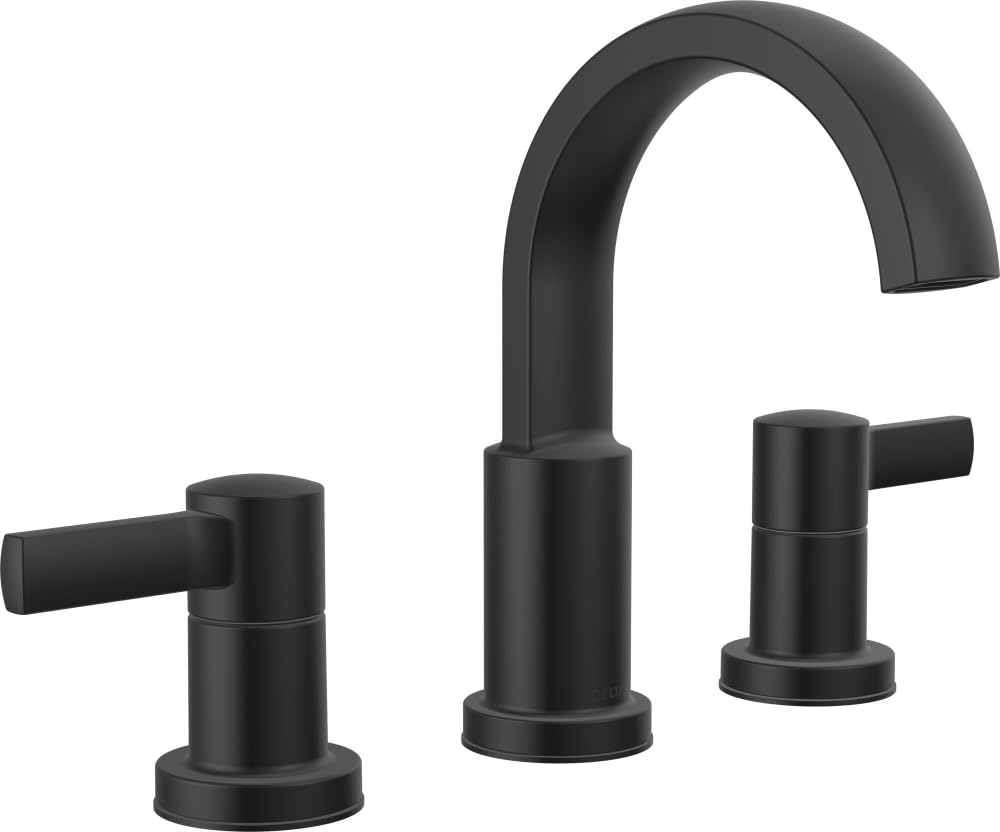 Delta Albion Matte Black Bathroom Faucet 3 Hole, 8 Inch Widespread